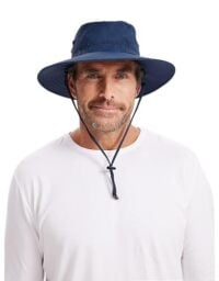 Solbari Traveller Broad Brim Sun Hat UPF50+ Uv Protection, Sun Protective Hat Navy M