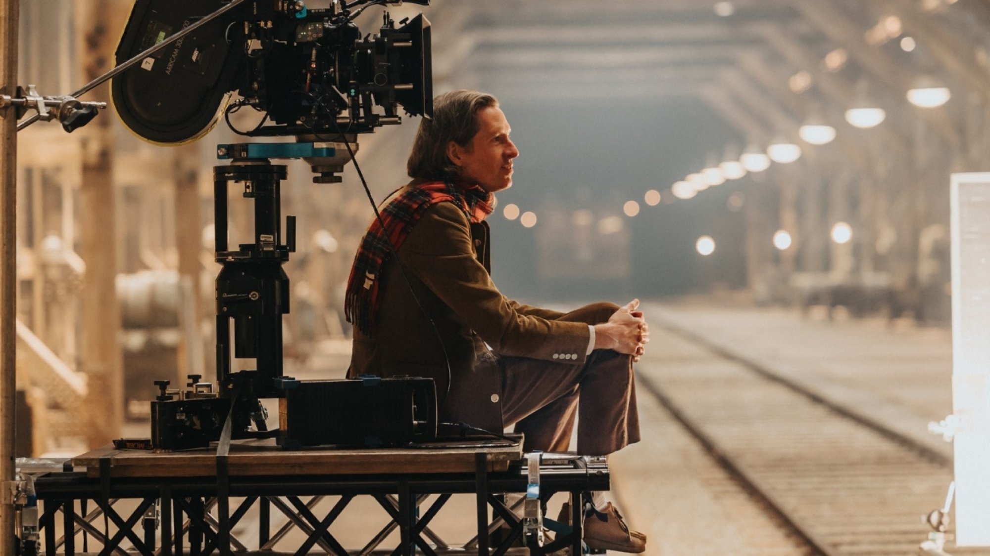 Wes Anderson on the set of "The Phoenician Scheme."